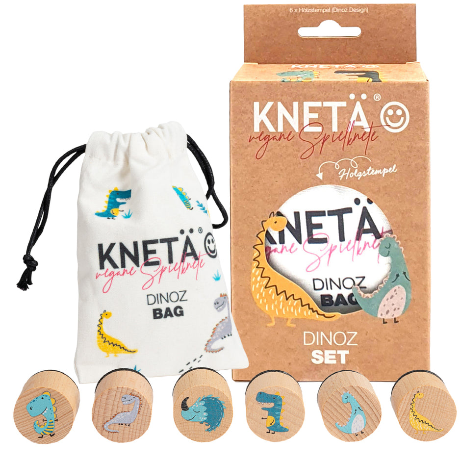 Knetä Holzstempelset – Dinosaurier-Thema