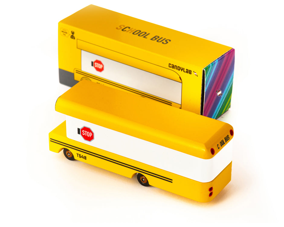 Candycar School Bus – Duurzame Houten Speelgoed Bus