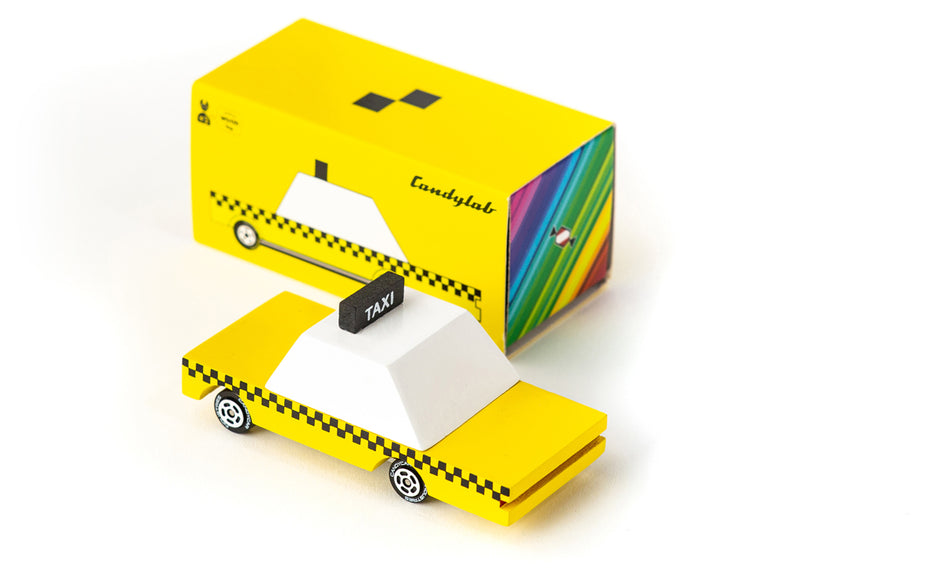 Candycar Yellow Taxi – Duurzame Houten Speelgoed auto