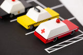 Houten taxi, Candycar, in gebruik