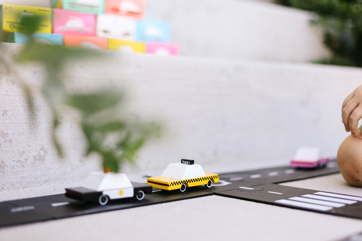 Candycar Yellow Taxi – Duurzame Houten Speelgoed auto