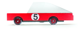 Houten raceauto, Candycar, rood #5-ontwerp