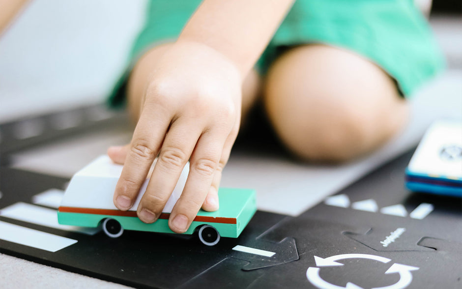 Candycar Wagon Teal – Duurzame Houten Speelgoedwagen