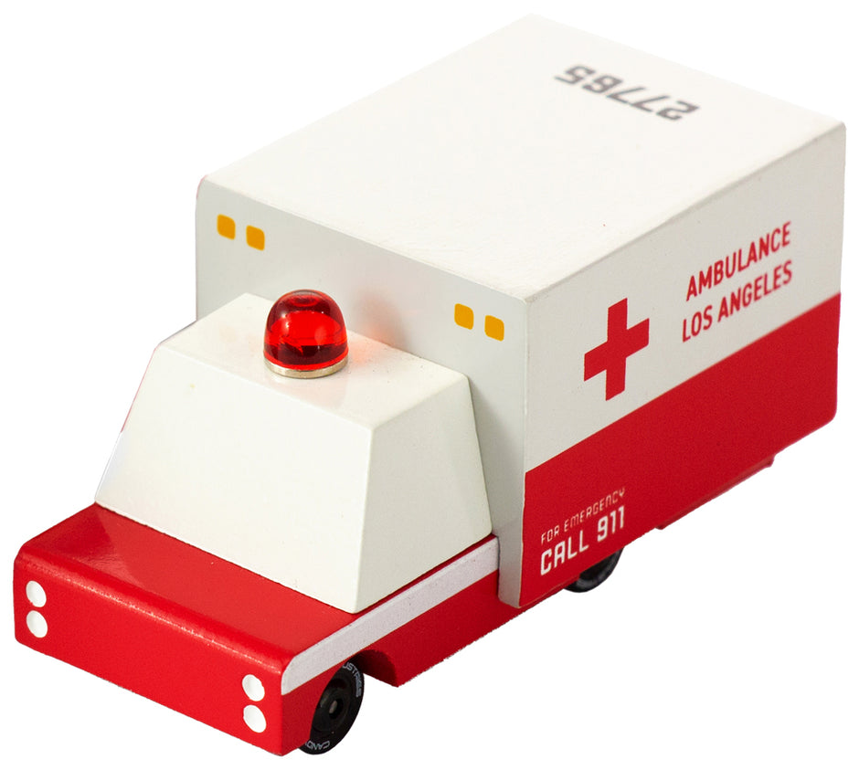 Candycar Ambulance Van – Duurzame Houten Speelgoed auto
