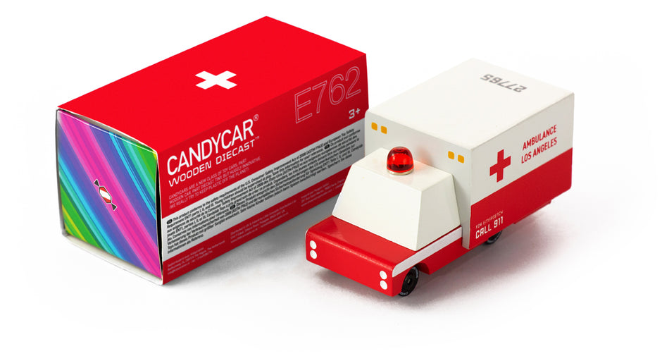 Candycar Ambulance Van – Duurzame Houten Speelgoed auto