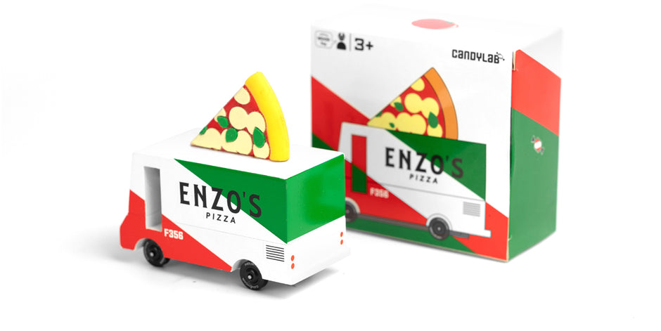 Candycar Pizza Van – Duurzame Houten Speelgoed auto