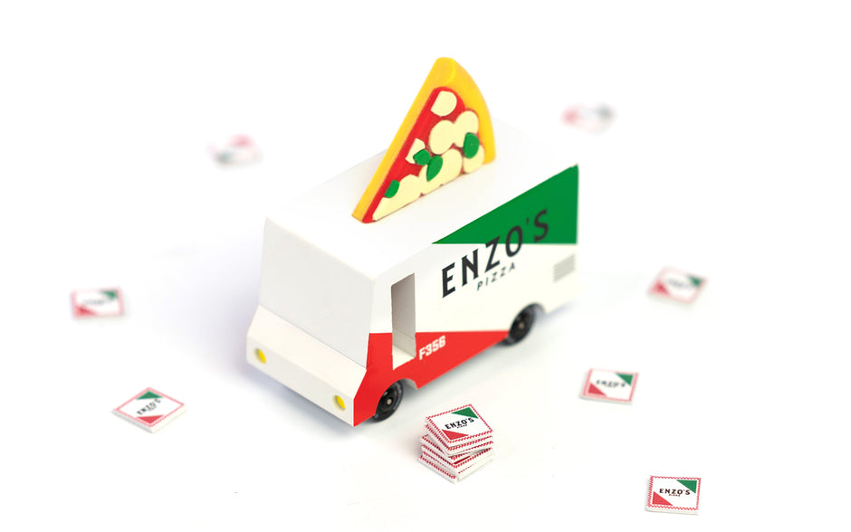 Candycar Pizza Van – Duurzame Houten Speelgoed auto