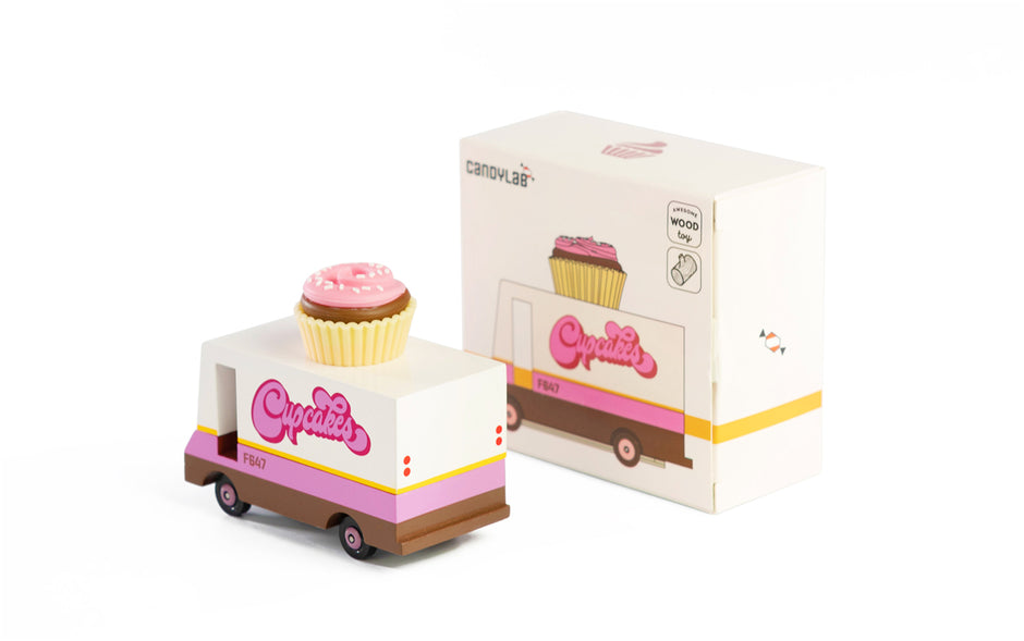Candycar Cupcake Van – Duurzame Houten Speelgoed Bus