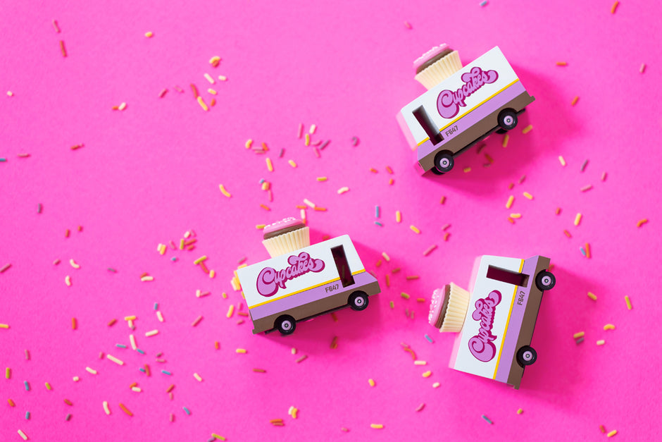 Candycar Cupcake Van – Duurzame Houten Speelgoed Bus
