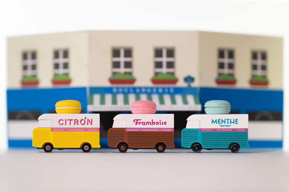 Candycar Macaron Van Roze – Duurzame Houten Speelgoed auto