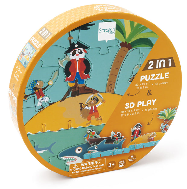 3D puzzel met piratenthema, Scratch, verpakking