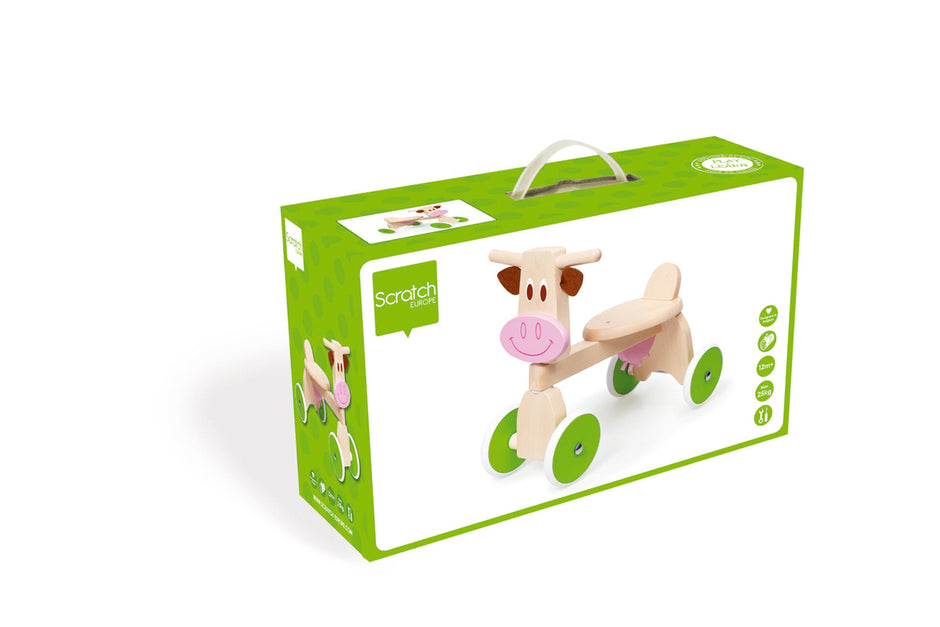 Scratch 4-Wheel Walker Koe Marie Houten Loopfiets voor Peuters
