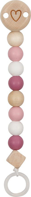 Goki Baby Schnullerkette – Herzrose (Holz & Silikon)